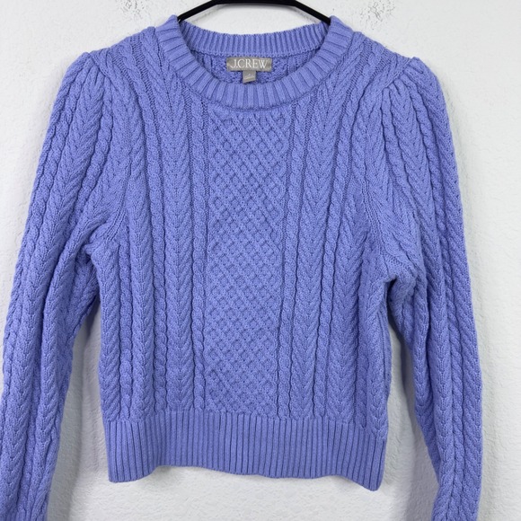 J.Crew Sweater Womens Purple Cable Knit Fisherman Romantic Boho Luxury Preppy - Picture 3 of 6